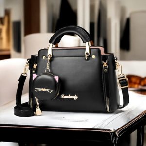 Korean style casual personality cat shoulder messenger bag trendy Black