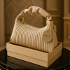 Textured vertical stripes handbag Brown