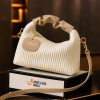 Textured vertical stripes handbag White