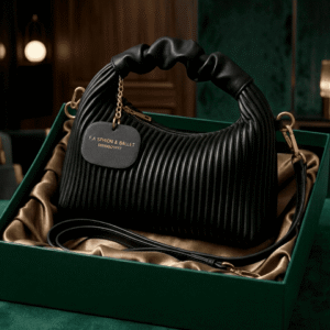 Textured vertical stripes handbag Black