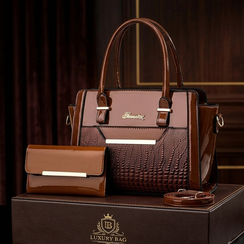 HandBag Crocodile Pattern Exclussive Combo Handbags-Brown / code=1000c