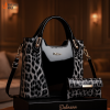 Women's New leopard print splicing bright leather handbag black / code=1030b