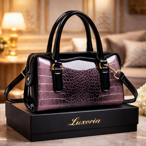 Shiny Leather Fashion Stone Pattern Handbag Pink / code=1001p