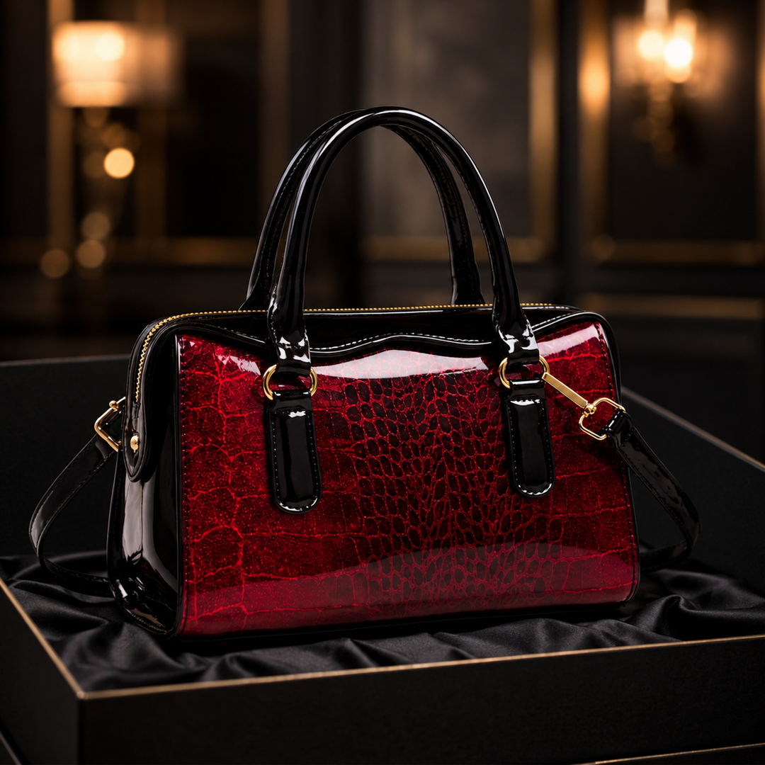 Shiny Leather Fashion Stone Pattern Handbag Read / code=1001r