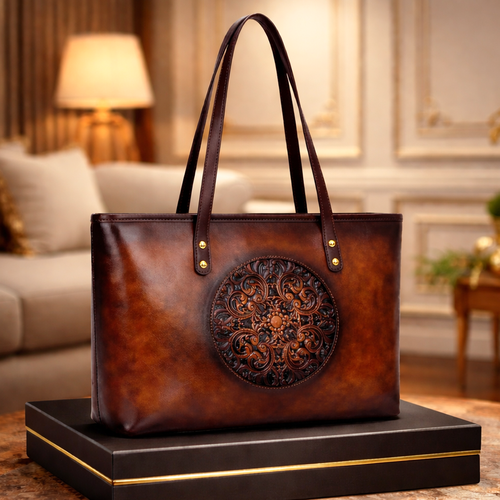 Exclussive Embodary Big Size Tote Bag Brown / Code=os5br